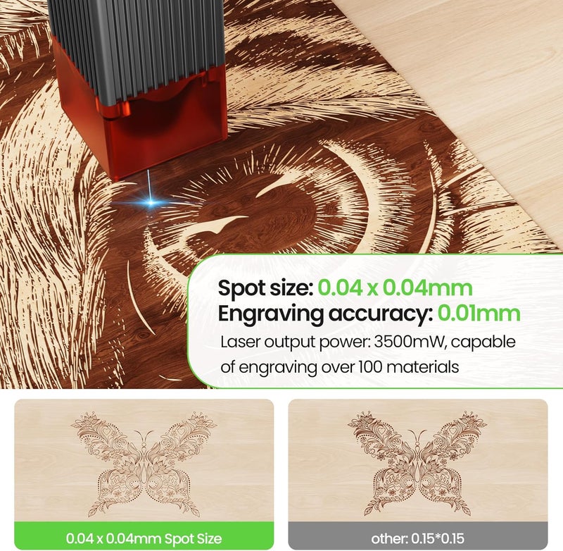 LONGER راي 5 جهاز نقش بالليزر 3500 مللي واط دقة عالية 0.04 * 0.04 مم قاطع ليزر صغير وآلة نقش 130x140 مم منطقة عمل للخشب والمعادن والأكريليك والزجاج - Image 3